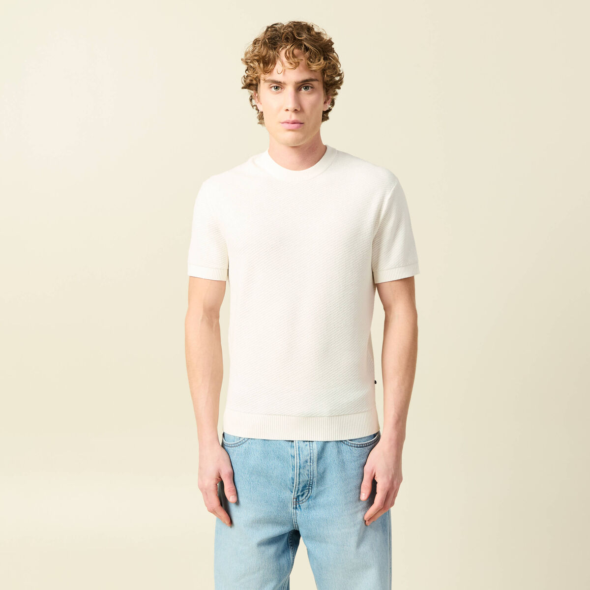 T-shirt en coton ecru homme