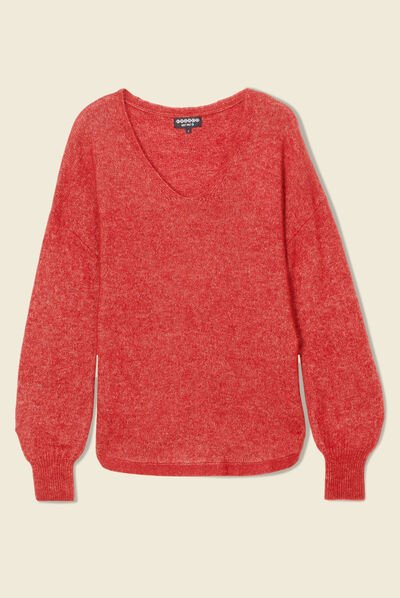 Pull éco-responsable rouge foncé femme