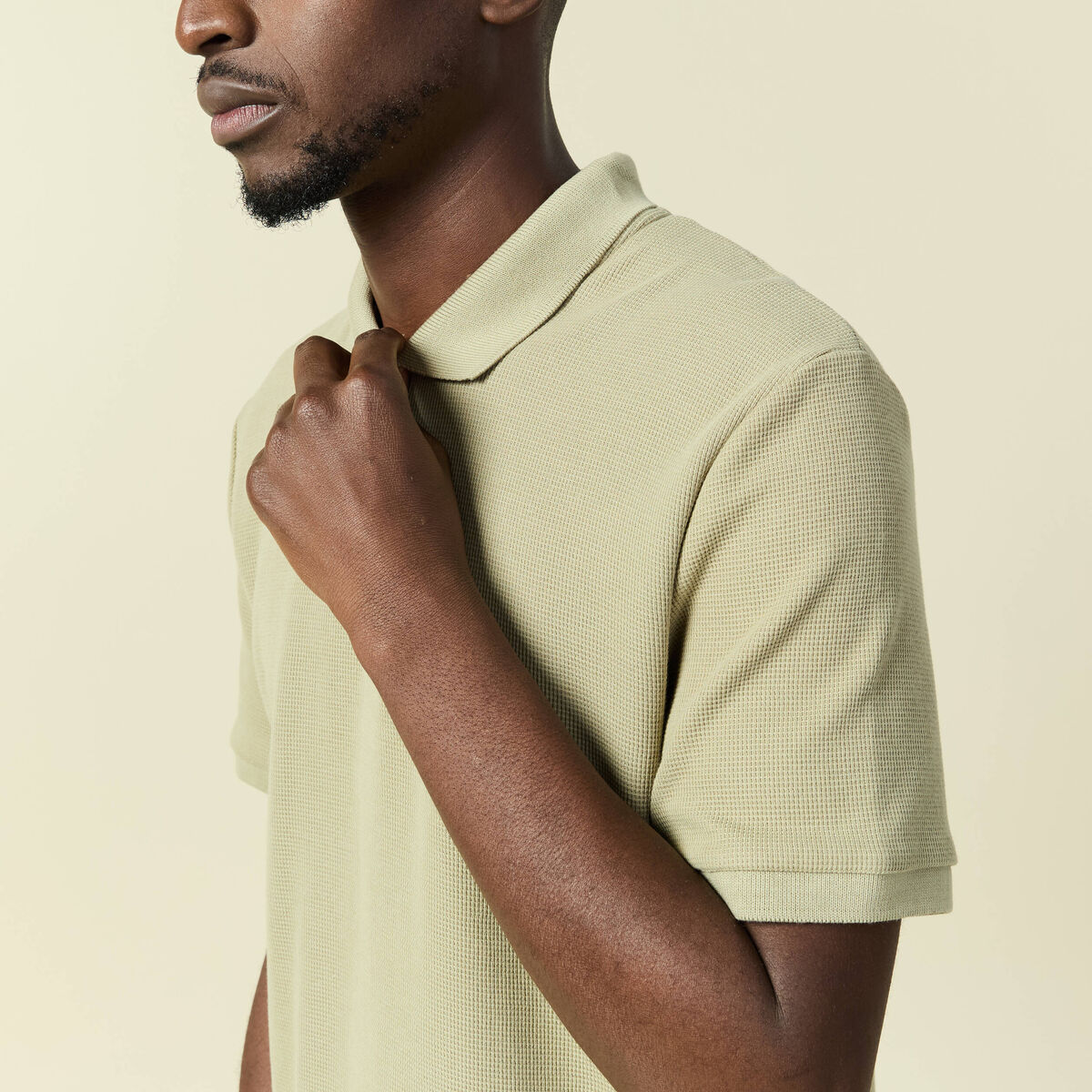 Polo col polo manches courtes en coton gris homme