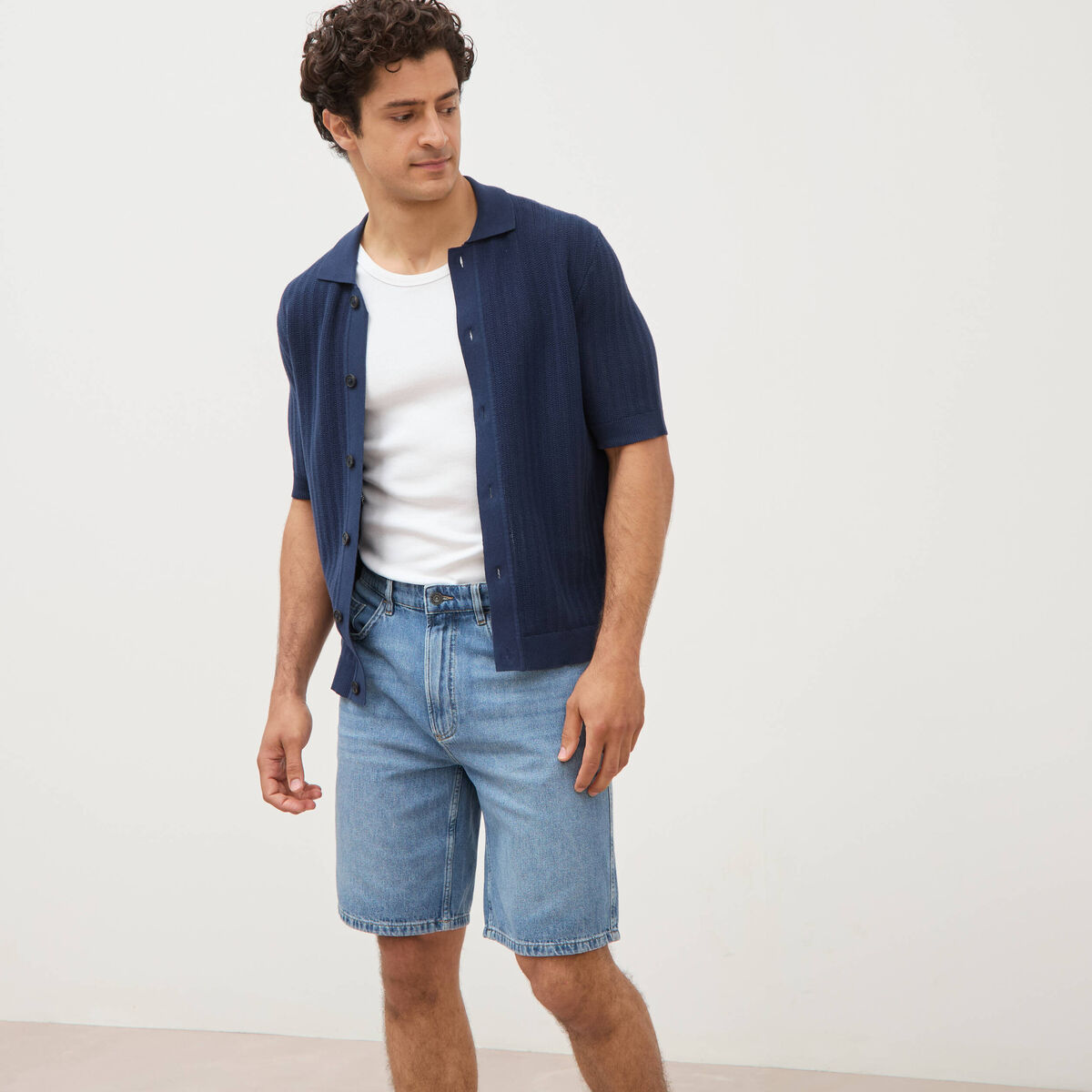 Bermuda en jeans denim stone homme