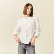 Chemise manches 3/4 brodée ecru femme