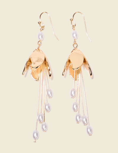 Boucles d'oreilles pendantes ecru femme