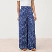 Pantalon large taille haute bleu marine femme