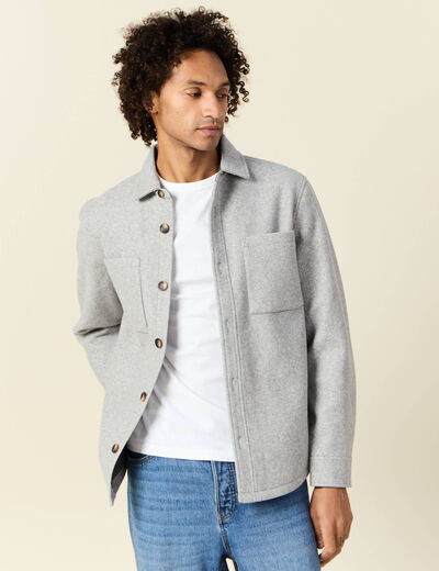 Surchemise boutonn&eacute;e gris fonc&eacute; homme