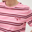 T-shirt ray&eacute; col rond manches courtes vieux rose femme