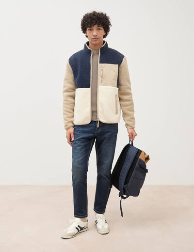 Veste droite sherpa manches longues ecru homme