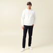 Pantalon chino longueur 32 bleu fonc&eacute; homme