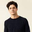 Pull manches longues fabriqué en France bleu marine homme