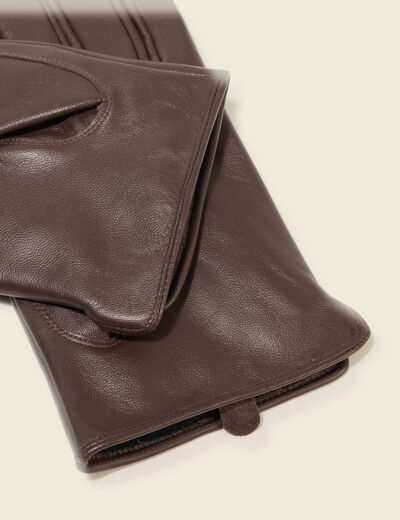 Gants en cuir avec doublure marron homme