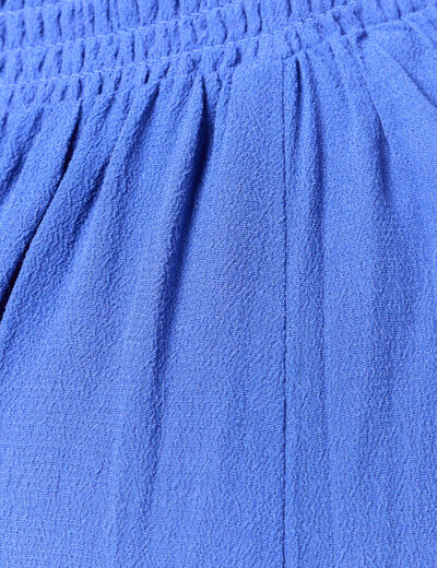 Robe fluide col v manches courtes bleu electrique femme