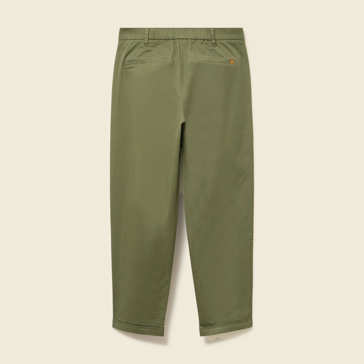 Pantalon taille haute fluide vert kaki femme