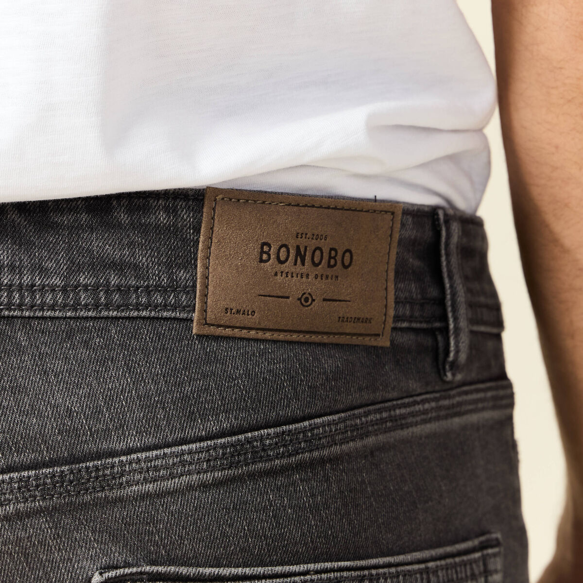 Jeans straight 5 poches denim gris homme