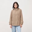 Caban oversize court &agrave; capuche beige femme