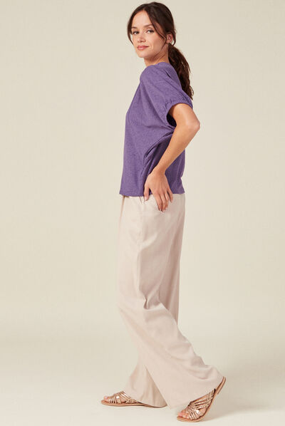 T-shirt manches courtes violet foncé femme