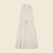 Robe longue évasée ceinturée blanc femme