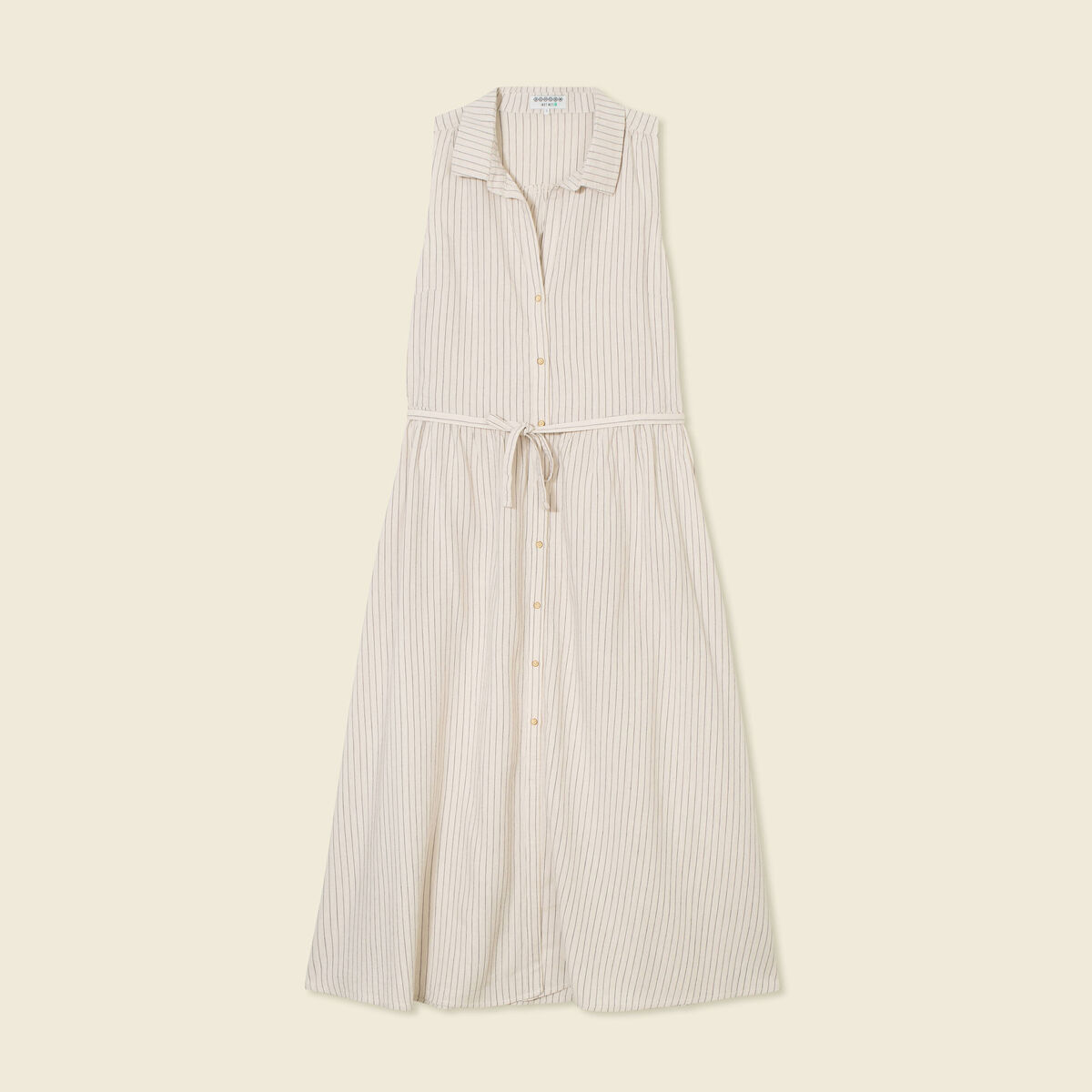 Robe longue évasée ceinturée blanc femme