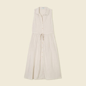 Robe longue évasée ceinturée blanc femme