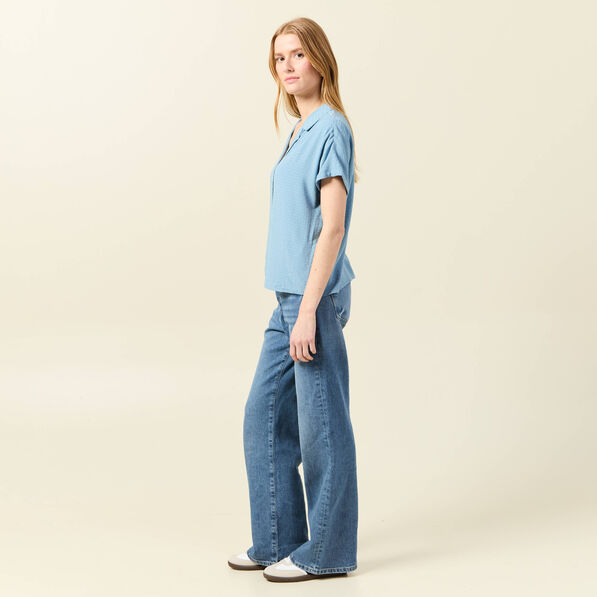 chemise manches courtes bleu clair femme Chemise manches courtes bleu clair femme