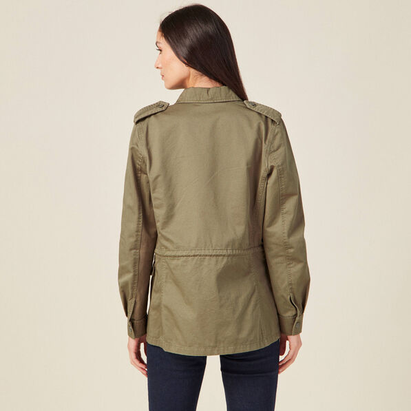 Veste droite poches àrabat vert kaki femme
