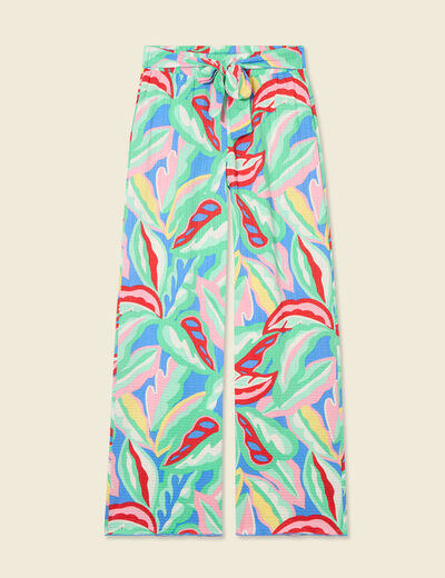 Pantalon fluide large multicolore femme