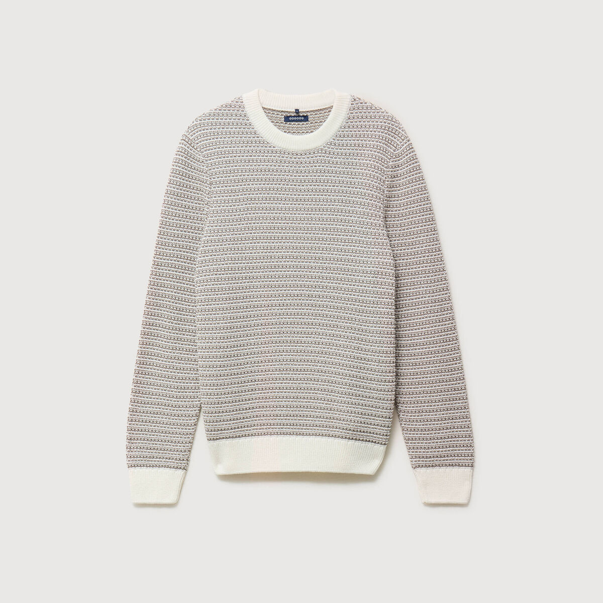 Pull droit col rond manches longues ecru homme