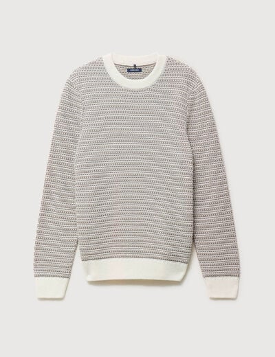 Pull droit col rond manches longues ecru homme