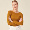 T-shirt manches longues brillant marron cognac femme