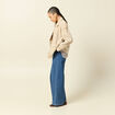 Blouson boutonn&eacute; brod&eacute; beige femme