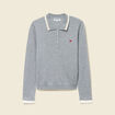Polo manches longues avec c&oelig;ur brod&eacute; gris clair femme