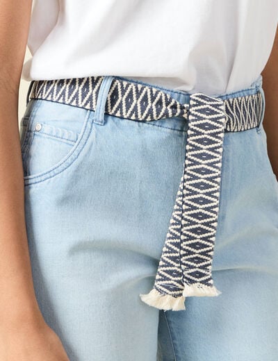 Short boyfriend ceinturé jean denim bleach femme