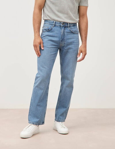 Jeans regular longueur 32 denim bleach homme