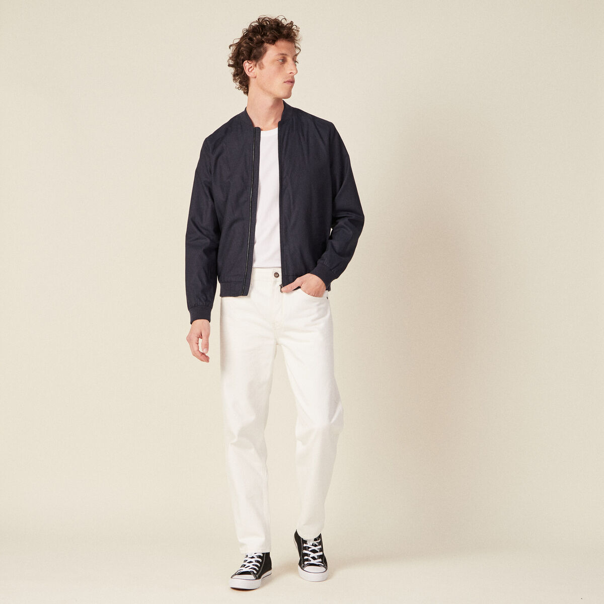 Veste teddy bleu marine homme