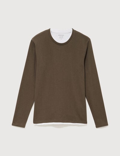 T-shirt manches longues taupe homme