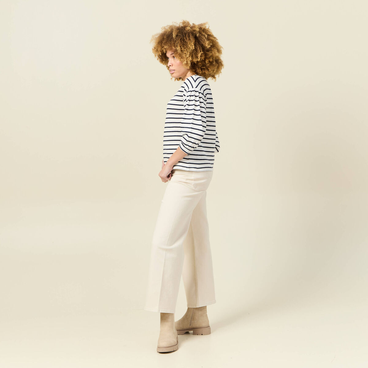 T-shirt manches 3/4 bleu femme