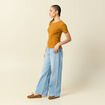 T-shirt manches courtes c&ocirc;tel&eacute; camel femme