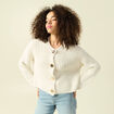 Gilet droit court manches longues creme femme