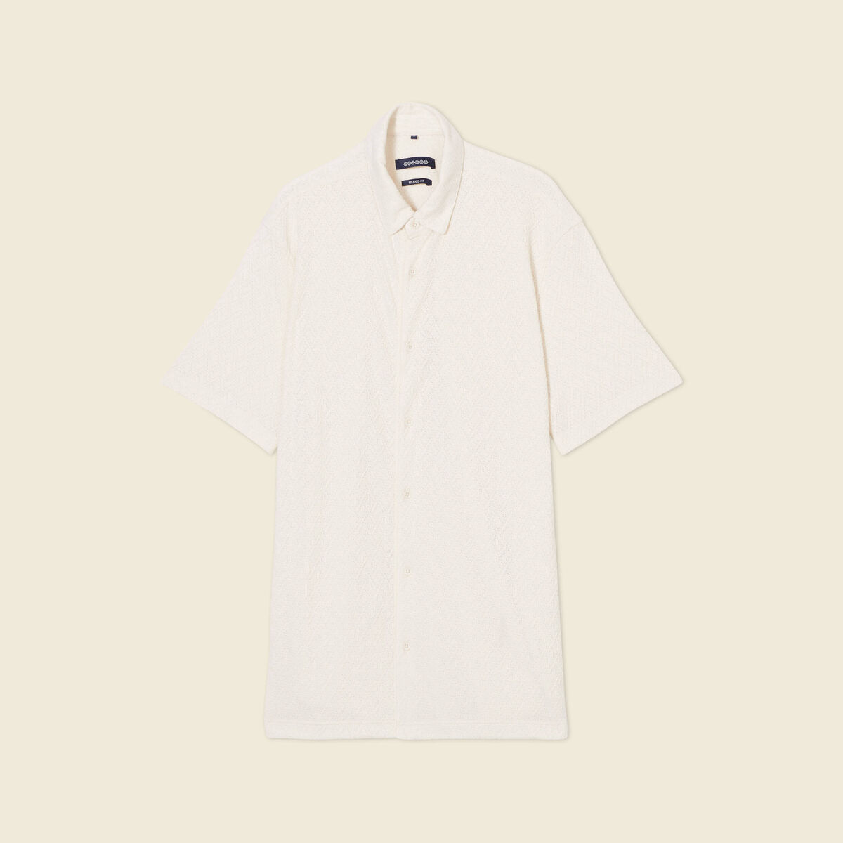 Chemise manches courtes ecru homme