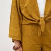 Gilet ajour&eacute; col v manches coude vert olive femme