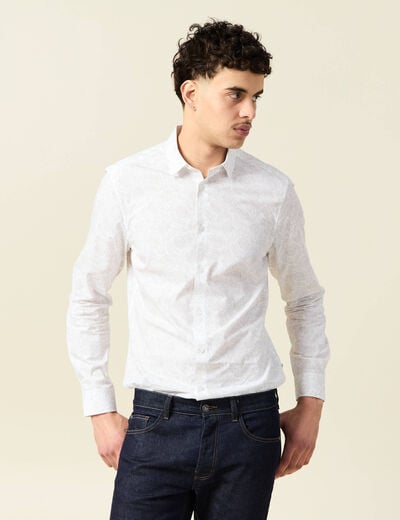 Chemise en coton manches longues blanc homme