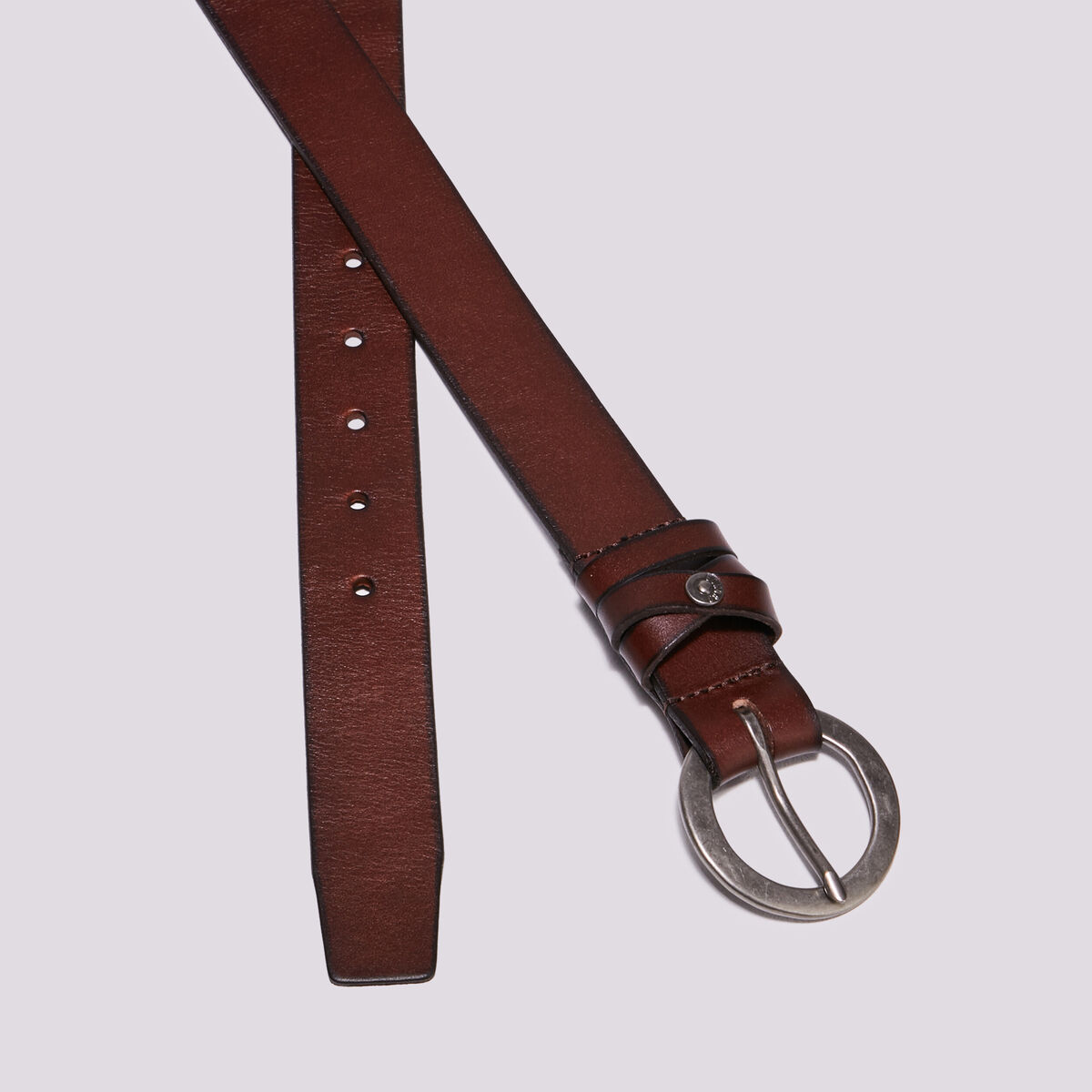 Ceinture en cuir marron foncé femme