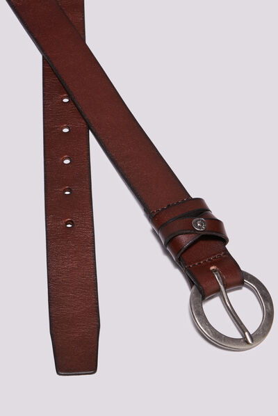 Ceinture en cuir marron foncé femme