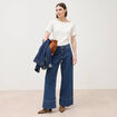 Jeans loose taille haute en coton denim used femme
