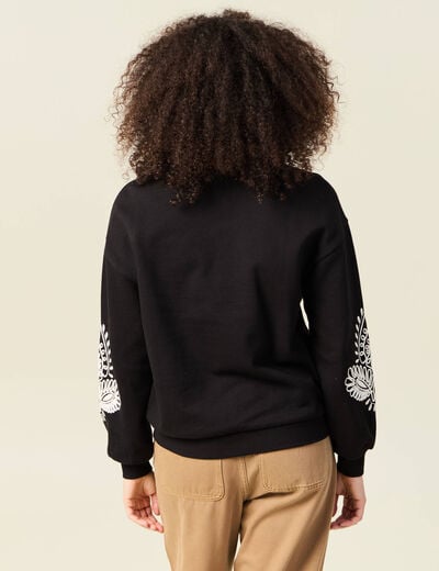 Sweat manches longues brodé noir femme