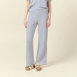 Pantalon large en maille ecru femme