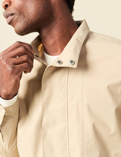 Trench manches longues col montant beige homme
