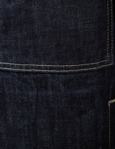 Veste droite en coton col classique denim brut rinse homme