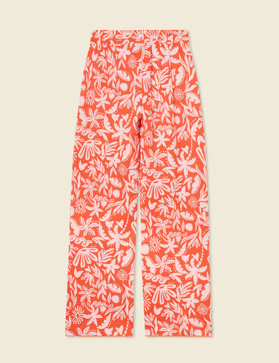 Pantalon fluide large orange foncé femme