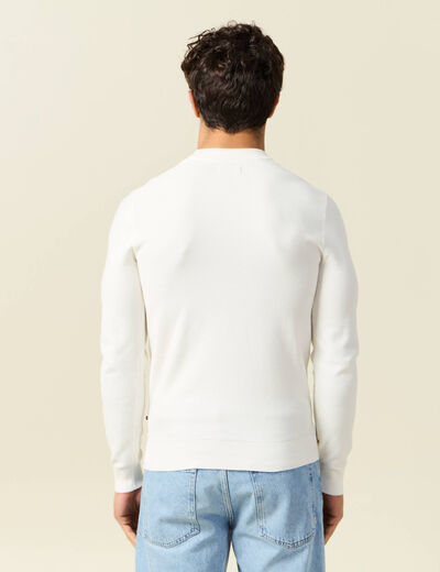 Pull col rond manches longues ecru homme