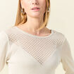 Pull manches longues ajouré creme femme