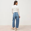 Jeans barrel 7/8&egrave;me taille standard denim used femme